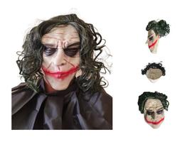 Máscara De Látex Coringa Palhaço Joker C/ Cabelo Fantasia Ha