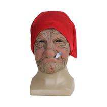 Máscara de Látex de Vovó para Halloween - Lenço Vermelho e Rosto Enrugado