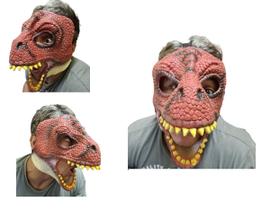 Máscara De Látex Dinossauro Rex Vermelho Fantasia Cosplay
