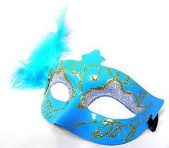 Mascara De Luxo Gala Carnaval Fantasia Kit 10 Unidades Festa Evento Azul (6151-21) - Braslu