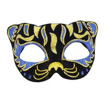 Máscara de máscara Cat Glitter Colorful Tiger Design Blue PVC