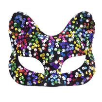 Máscara de máscara de lantejoulas em forma de raposa, PVC, meia face, unissex