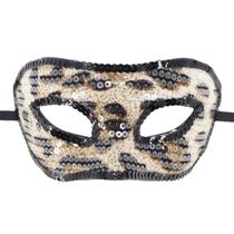 Máscara de máscara de lantejoulas, renda, estampa de leopardo, PVC, meia face
