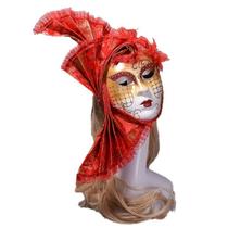 Máscara de mascarada Venetian Clown em PVC vermelho e dourado Máscara de mascarada Venetian Clown em PVC vermelho e dourado