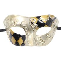 Máscara de máscaras em estilo veneziano em PVC dourado e preto Máscara de máscaras em estilo veneziano em PVC dourado e preto
