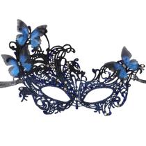 Máscara de máscaras Zinniday Halloween Lace Butterfly Blue