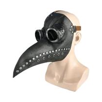 Máscara De Médico Da Peste De Borracha Preta 5 Peças, Bico De Pássaro Longo, Steampunk, Acessório De