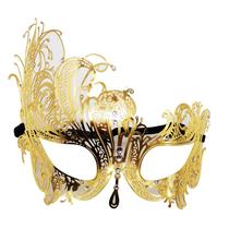 Máscara de meia capa facial de metal com strass Costume Props