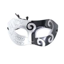 Máscara de meia face com design elegante em PVC preto e branco em espiral