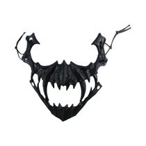Máscara De Meio Rosto De Esqueleto Demônio Com Dentes Longos Para Halloween, Cosplay, Festa, Lobo,