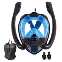 Mascara De Mergulho Com Snorkel Duplo Respiraçao Protetor Ouvido Nataçao Visao 180 Antiembaçante Suporte Camera Mascara De Mergulho Com Snorkel Duplo Respiraçao Protetor Ouvido Nataçao Visao 180 Antiembaçante Suporte Camera