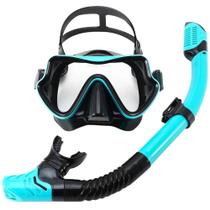 Máscara de Mergulho com Snorkel para Adultos - Vidro Temperado e Visão Panorâmica