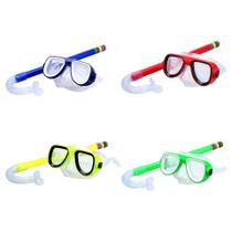 Máscara de Mergulho Infantil Colorida Com Snorkel Para Praia e Piscina