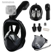 Máscara de Mergulho Snorkel Full Face Antiembaçante 2 Geração Acessórios Suporte Câmera GoPro