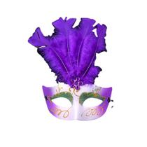 Máscara de Natal com capa de meia face de plástico de penas roxas