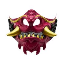 Máscara de Oni Samurai para Halloween - Cosplay de Demônio em Plástico Resistente