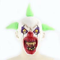 Máscara de palhaço de Halloween, capa facial completa de látex para boca sangrenta
