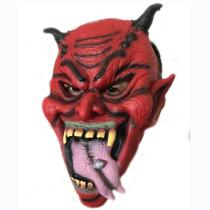 Máscara de palhaço vermelho de língua comprida, látex, rosto inteiro, Halloween