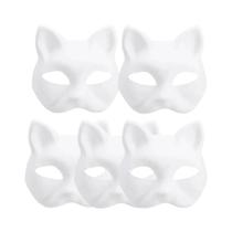 Máscara De Papel Japonesa DIY Pintável De Meia Face Para Gato De Halloween, 1-20 Peças, Adereço Máscara De Papel Japonesa DIY Pintável De Meia Face Para Gato De Halloween, 1-20 Peças, Adereço