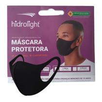 Máscara de proteção confortável e anatômica em tecido lavável preta - hidrolight