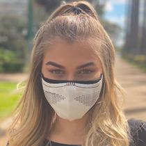 Máscara de proteção feminina 3D AirKnit branca com preto