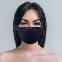 Máscara de proteção feminina extra leve 3D AirKnit Azul com vermelho grená