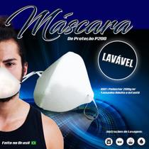 Máscara De Proteção lavável poliéster 200g/m2 leve e resistente Branca 02 unidades