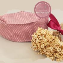 Máscara de proteção respiratória não profissional de tecido rose com bolinhas