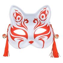 Máscara De Raposa Diabólica De Anime Desenhada À Mão, Máscara De Gato De Meia Face Para Festa De Máscara De Raposa Diabólica De Anime Desenhada À Mão, Máscara De Gato De Meia Face Para Festa De