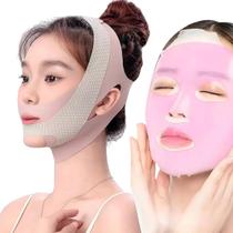Máscara De Silicone Mais Faixa Modeladora Do Rosto Lifting Facial Papada