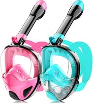 Máscara de snorkel facial completa Hydroview para adultos adolescentes preta verde+preta rosa