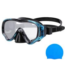 Máscara de Snorkel Infantil Berallo Antiembaçante com Vidro Temperado Azul