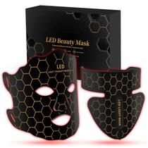 Máscara de terapia de luz vermelha para rosto e pescoço Yahi 7 cores LED preta