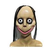 Máscara De Terror De Halloween Para Mulheres Com Cabelos Longos E Boca Em Forma De V Máscara