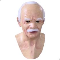 Máscara de Velho Idoso Realista com Cabelo para Festas e Pegadinhas