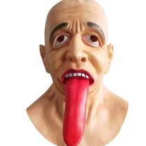 Máscara de zumbi, resina de terror assustador com cosplay de Halloween de língua comprida