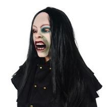 Máscara Death Rising Ghost de látex feminino de cabelo preto