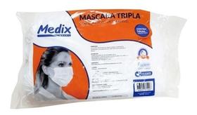 Mascara Descart Cirurgica Adulto Branca Medix Saquinhos 50Un