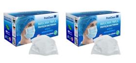 Máscara Descartável Antibacteriana C/50 - ProtClean - Branca - Kit c/2 caixas