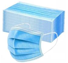 Máscara Descartável Cirúrgica Tripla Com Elástico - 50 un - Mascara confortavel - Caixa de máscara - Azul Celeste