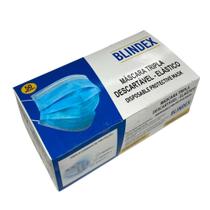 Mascara descartável cirurgica tripla proteção Blindex cor azul 2 caixas, 100 mascaras