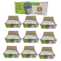 Mascara Descartavel Hospitalar Tripla Camada Anvisa Cor Branco 50 und. Descarpack KIT C10 cxs