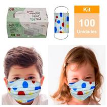 Máscara Descartável Infantil Triplo Filtro Meltblown 100 Unidades - WK-FLEX