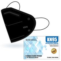 Máscara Descartável KN95 WWDoll Cinco Camadas Preta com Clip