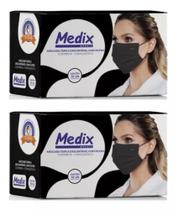 Mascara descartável preta Medix. KIt 2 Cx c/ 50 und cada.
