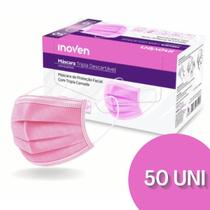 MÁSCARA DESCARTÁVEL ROSA FACIAL TRIPLA CAMADA C/ 50 Unidades MÁSCARA DESCARTÁVEL ROSA FACIAL TRIPLA CAMADA C/ 50 Unidades