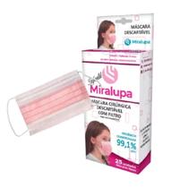 Máscara Descartavel Rosa Infantil C/ Filtro - Miralupa