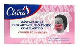 Máscara Descartável Rosa Santa Clara com 25un