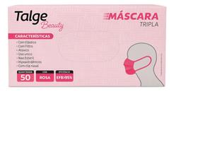 Mascara Descartavel Rosa Tripla Com Elastico C/ 50 - Talge Mascara Descartavel Rosa Tripla Com Elastico C/ 50 - Talge