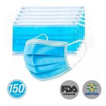 Mascara descartavel tripla camada c/clip nasal c/ 150 pçs Mascara descartavel tripla camada c/clip nasal c/ 150 pçs